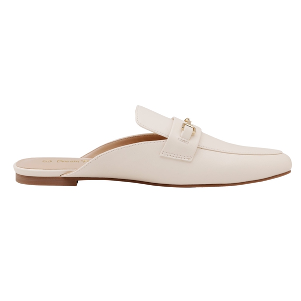 Buckle Pointed Toe Flat Mules - WHITE PU - 2